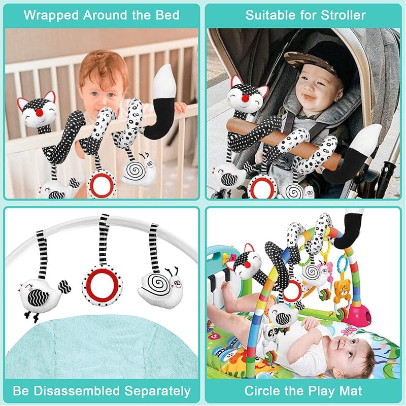 Baby Black White Stroller Spiral Plush Toys - Baby Bubble Store