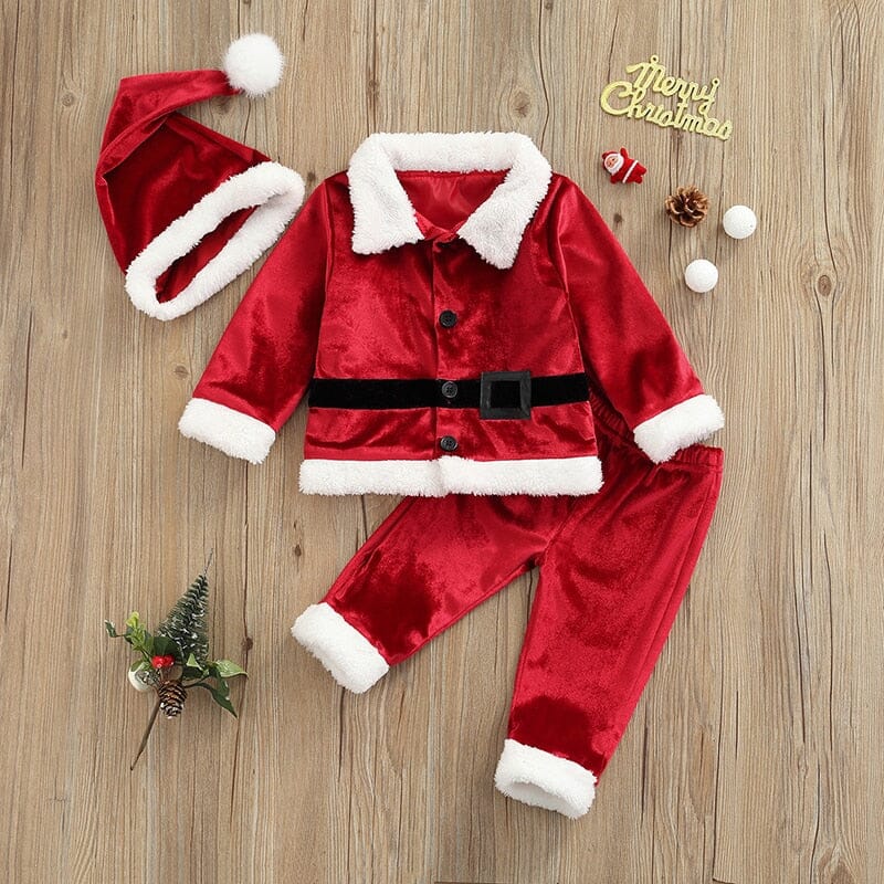 Christmas Kids Long Sleeve Cardigan Pants Hat - Baby Bubble Store