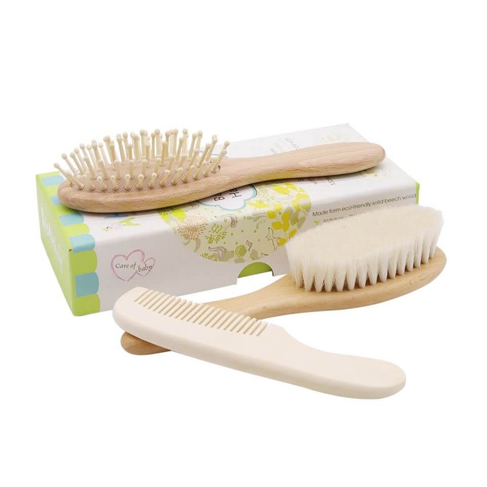 Soft Wool Baby Hair Brush Set - Baby Bubble Store